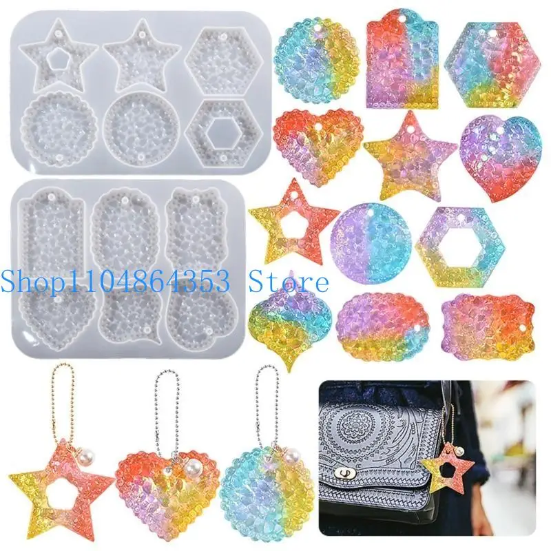 

652F Силиконовая форма для полимерной бирки со звездой и сердцем, силиконовая форма для ключей ручной работы с отверстием
