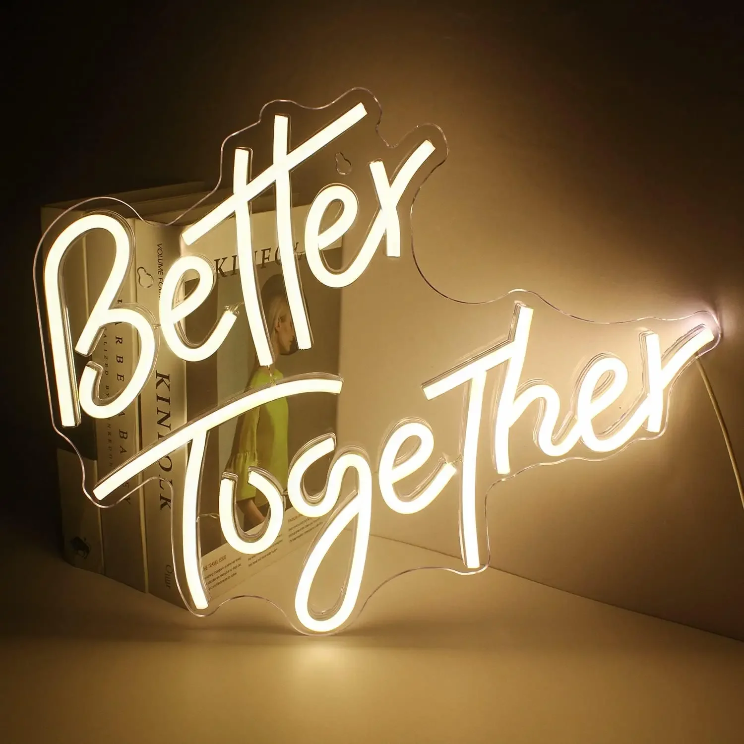 Looklight Better Together Neon Sign USB Powered LED Neon Lights for Bedroom Living Room Office Wedding Party Hotel Wall Decor