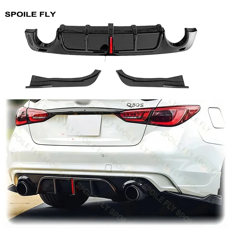 

2018 2019 To Up For Infiniti Q50 Q50L M4 Style Rear LED Light Bumper Diffuser Lip Splitter Spoiler Protector Cover Tuning