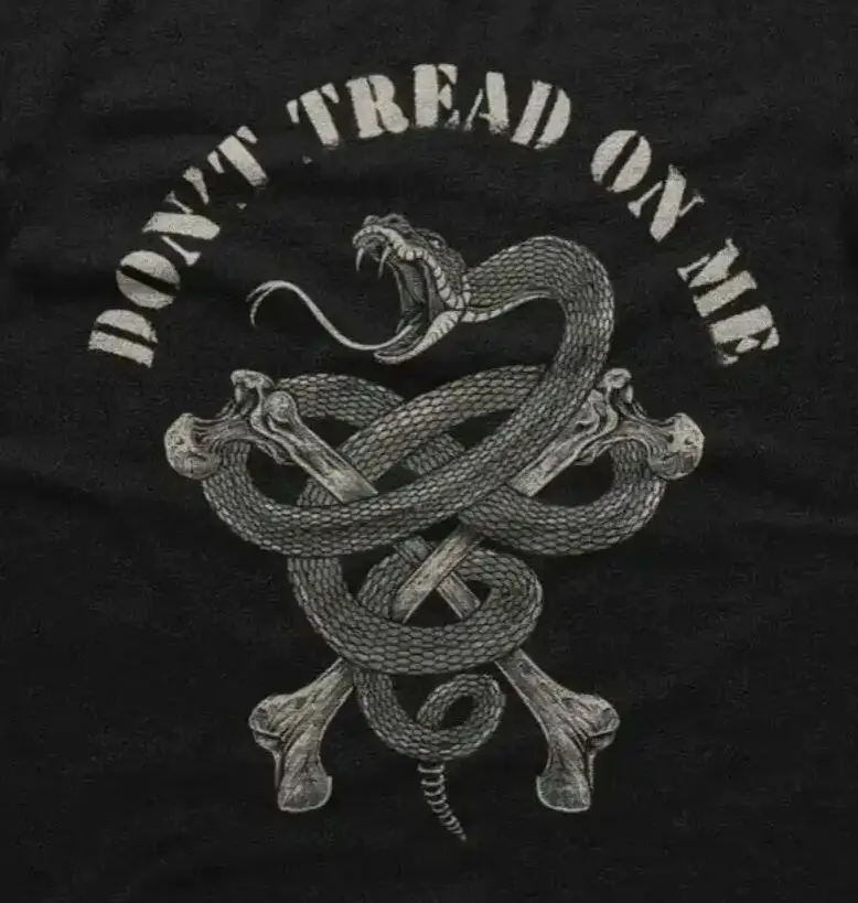 Dont Tread on Me. Snake Wound Around Cross Skeleton Tattoo Patriotic T-Shirt. Cotton Short Sleeve O-Neck Mens T Shirt New S-3XL