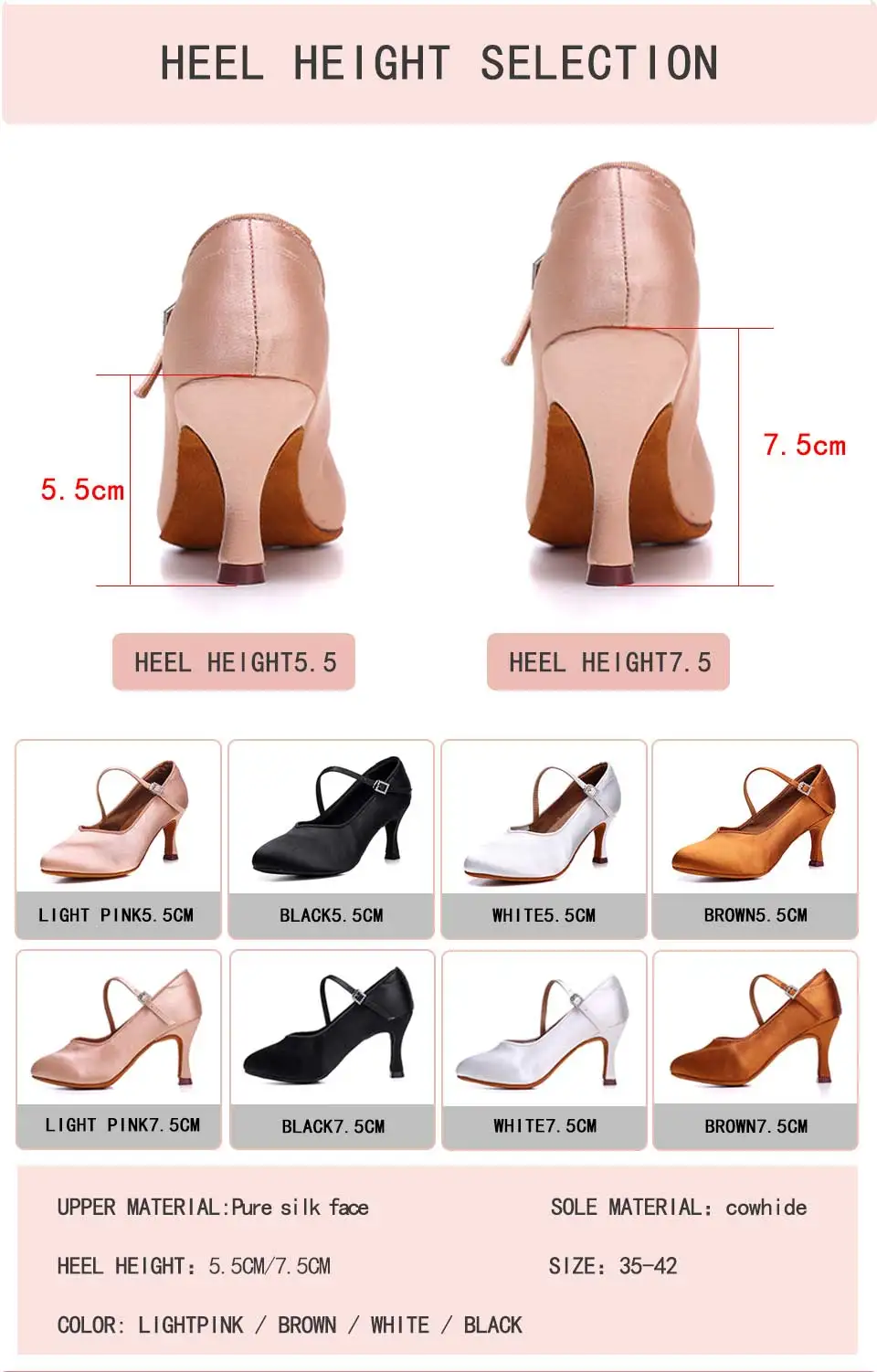 Zapatos de baile latino para mujer, calzado de salón, Tango moderno, tacón alto, suave, satén