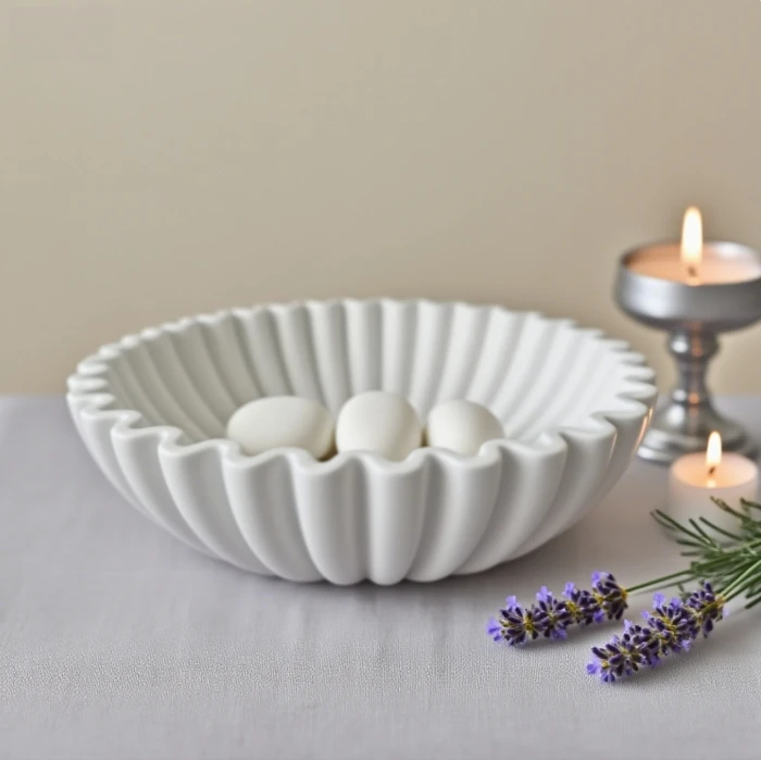 Resin Home Decoration Crafts Groove Lotus Leaf Edge Decorative Bowl for Desktop Stylish Living Room Ornament with Unique Design