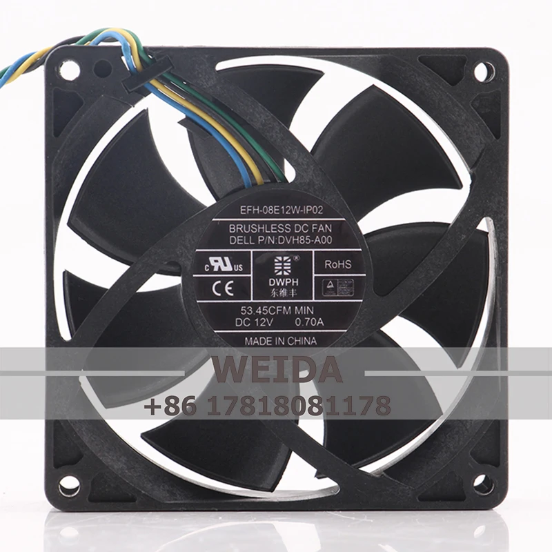 

Brand new original EFH-08E12W-IP02 3VRGY-A00 8cm 8025 80mm fan DC12V 0.70A server CPU large air volume cooling fan