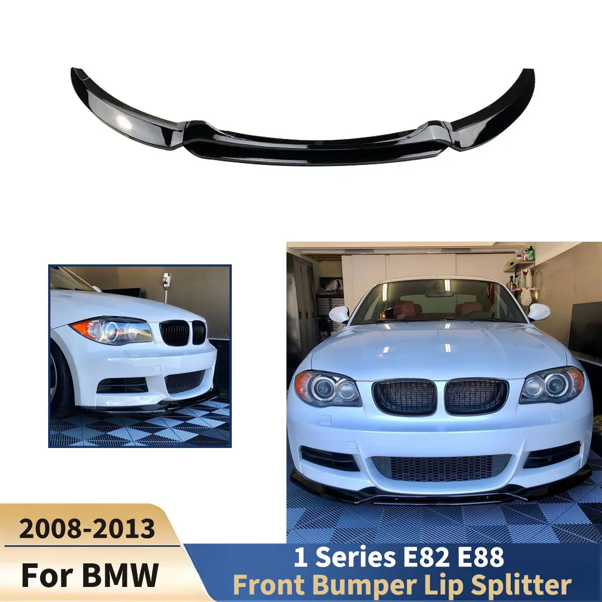 

For BMW 1 Series E82 E88 2008-2013 Car Front Bumper Splitter Spoiler Front Blade Canard Lip Body Kits Auto Accessories Tuning