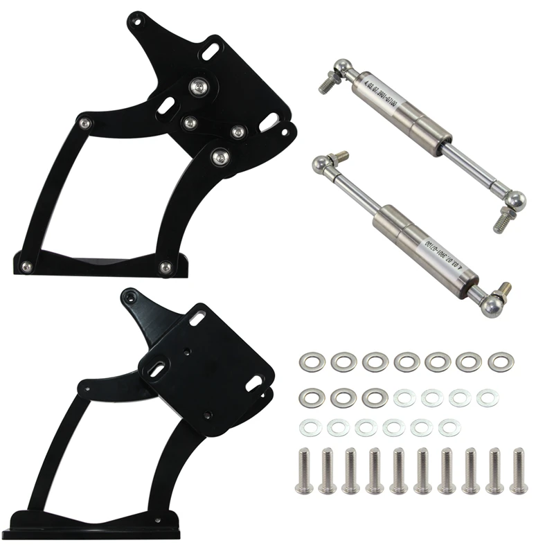 Billet Hood Hinge Kit Pair Left and Right Side For 1964-1966 Ford Mustang/ Comet Falcon Fairlane L6 V8 Engine 1964-1965 Black