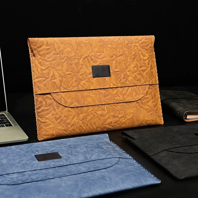 Fashion Briefcase A4 Men's Document Bag PU Leather Office Bag A4 File Organizer Portable Business Bag For Documents Custom LOGO