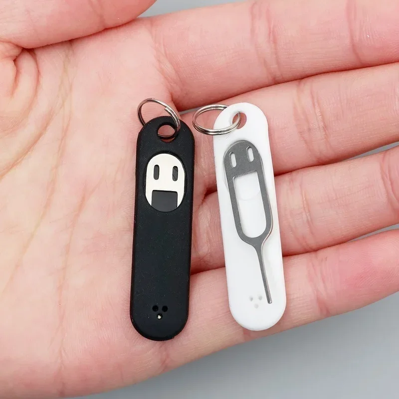 5-1Pcs Anti-Lost SIM Card Pin with Storage Case Charm Keychain Split Rings Phone SIM Card Storage Case Ejecter Tool Needles