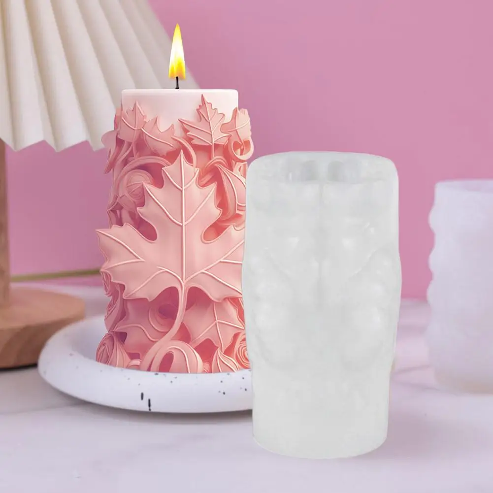 Maple Leaf Cylinder Candle Silicone Mold Ginkgo Leaf Candle Mold DIY Handmade Aromatherapy Gypsum Epoxy Resin Mould Home Decor