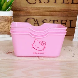 Anime Sanrio Hello Kitty Desktop Storage Box Cute Cartoon Cosmetic Storage Basket Pink Rectangle Organizer Girls Jewelry Box