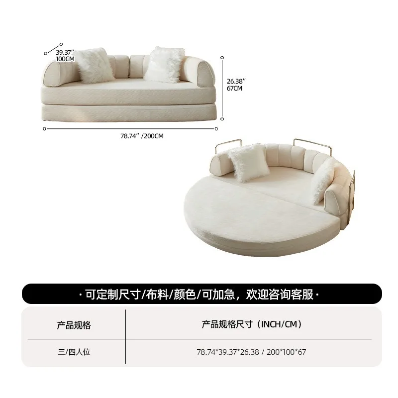 Double fabric sofa 32D sponge small apartment living room foldable sofa bed