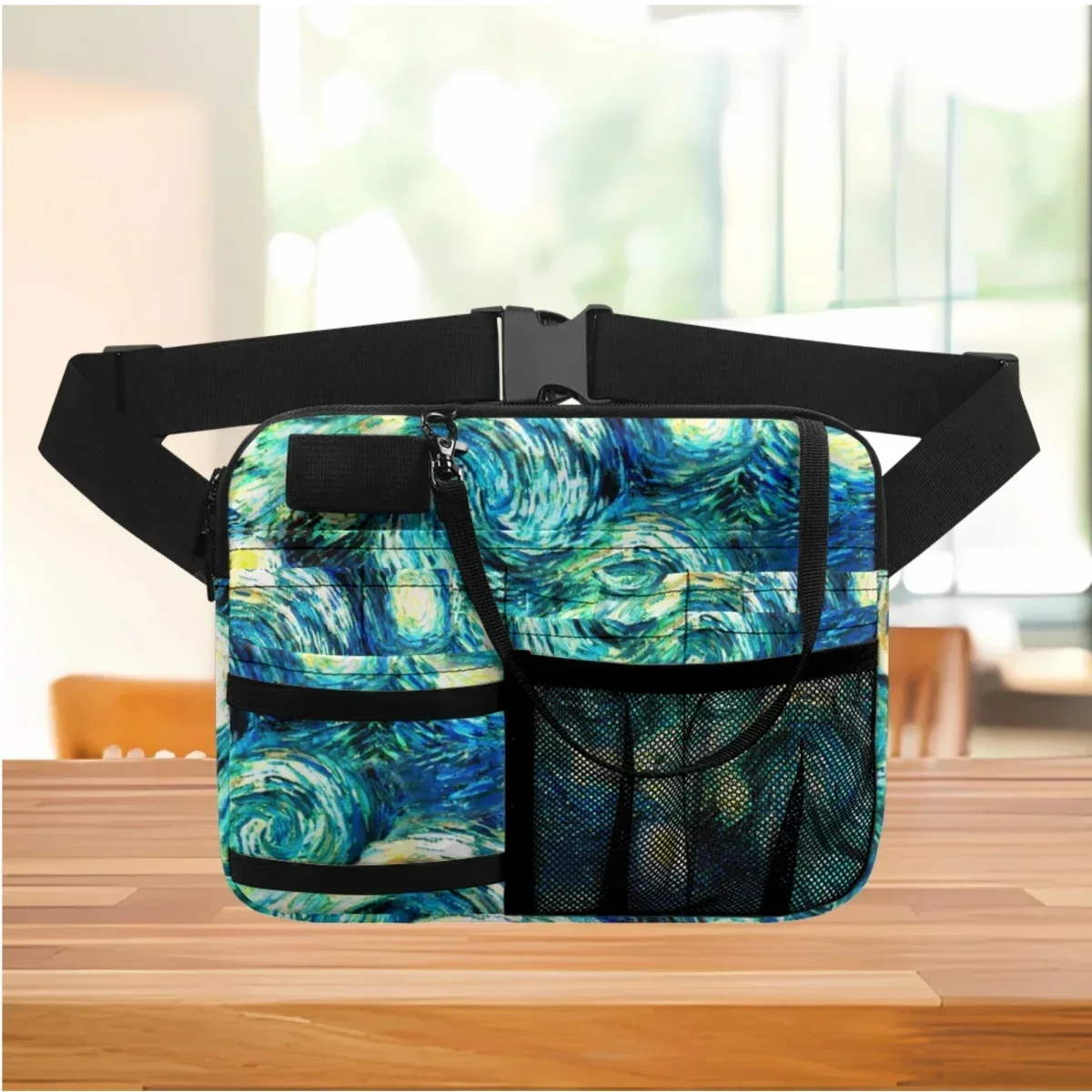 Starry Night Van Gogh Oil Painting Design Nurse Fanny Pack Women Multipockets Organizer Belt Bags for Nurse Medical Tool Pouch