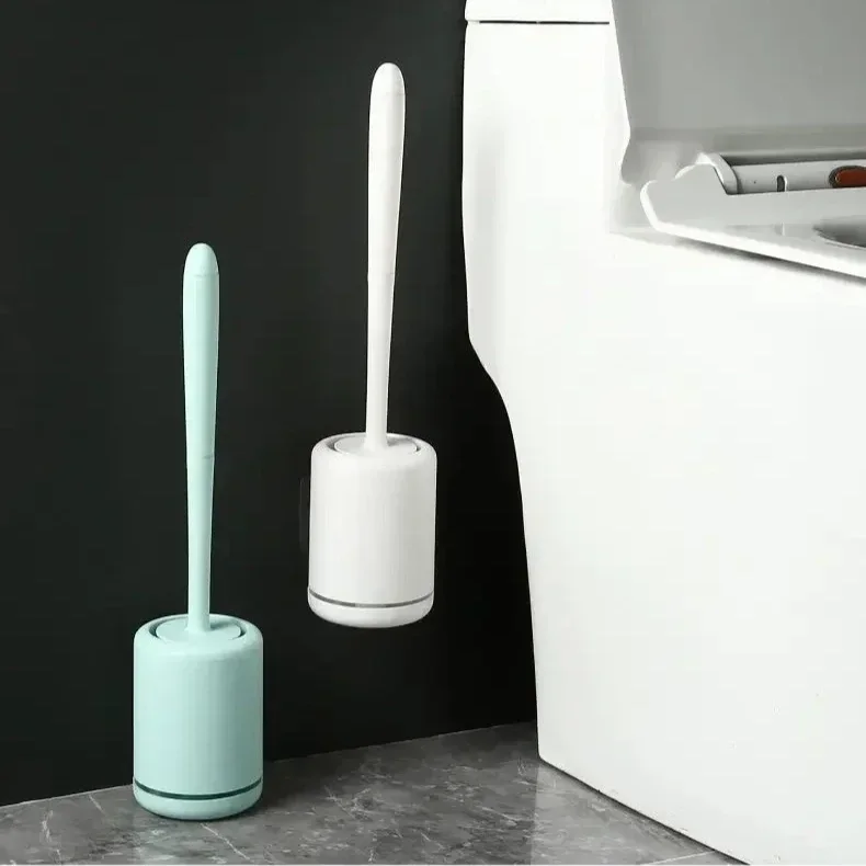 

Toilet Brush Set Holder Nylon/ Silicone Bristle Creative Ground Satanding Holder Lavatory Brush Toilet Cleaning Tools Household
