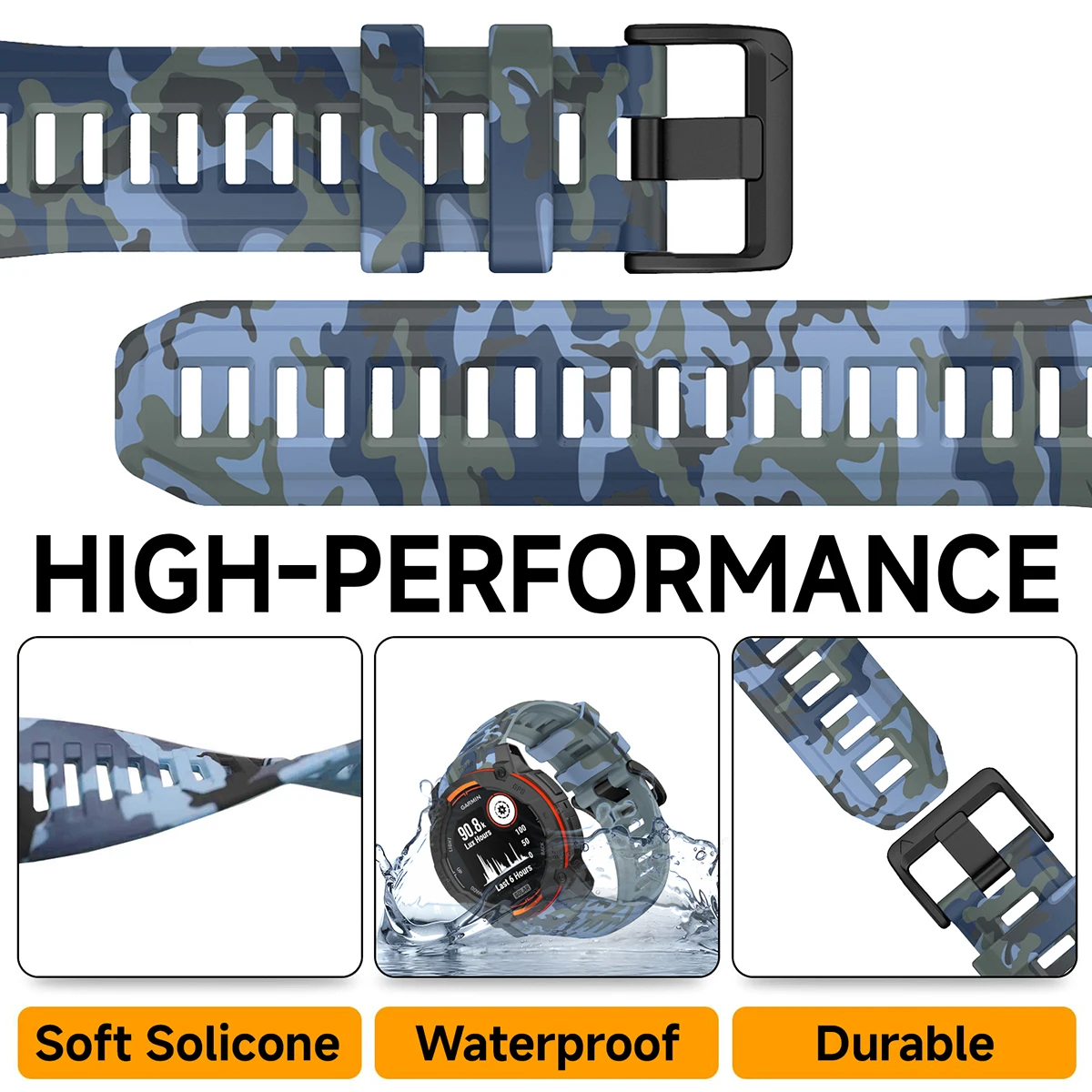 Camouflage Printed Wristband for Garmin Instinct 3 Solar 50/45mm Strap Silicone Strap for Garmin Instinct 3 Amoled 5 45/50mm