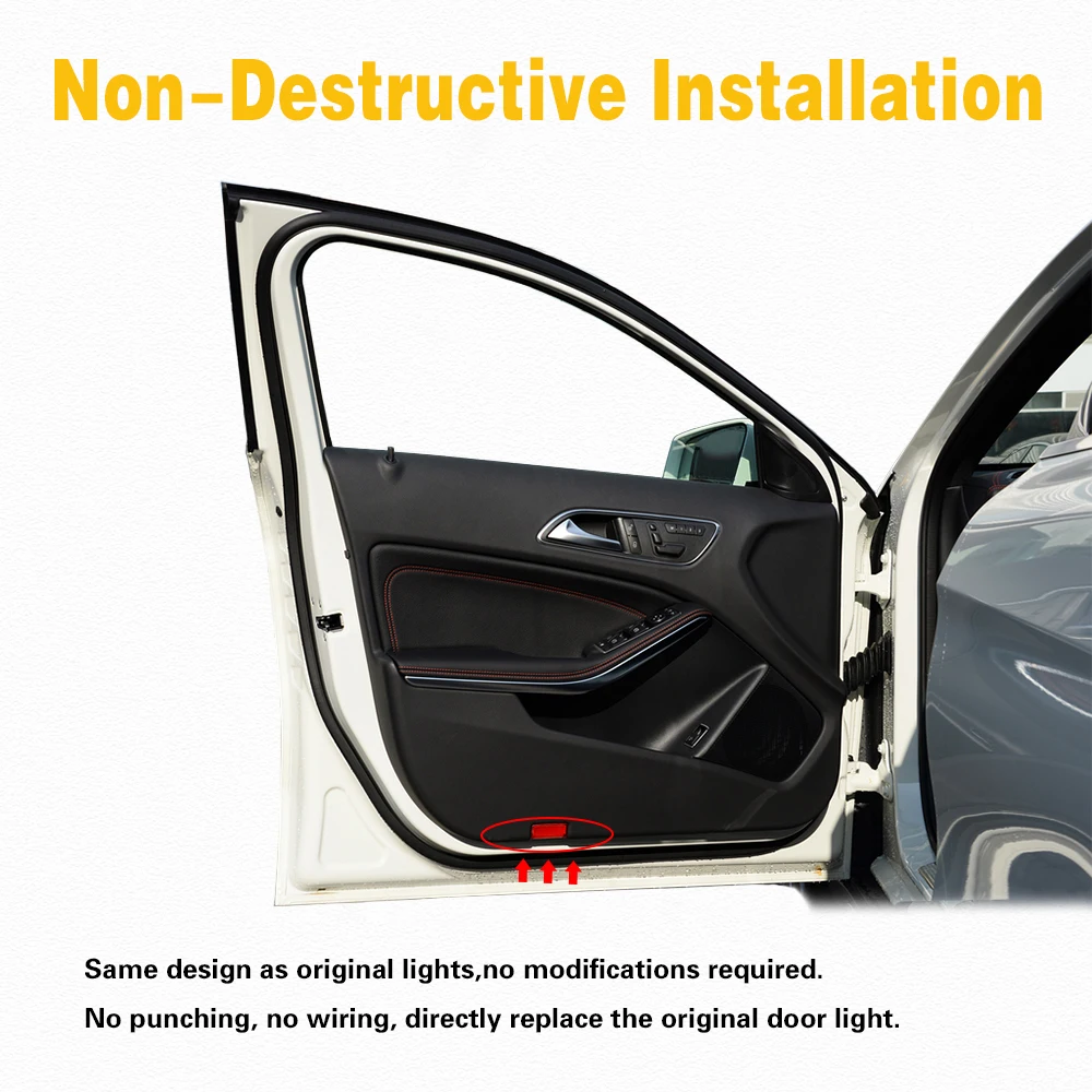 LED باب السيارة الداخلية ترحيب شعار شبح الظل إكسسوارات مضيئة لمرسيدس بنز C الفئة W203 SLK R171 SLR R199 CLK W209 W240