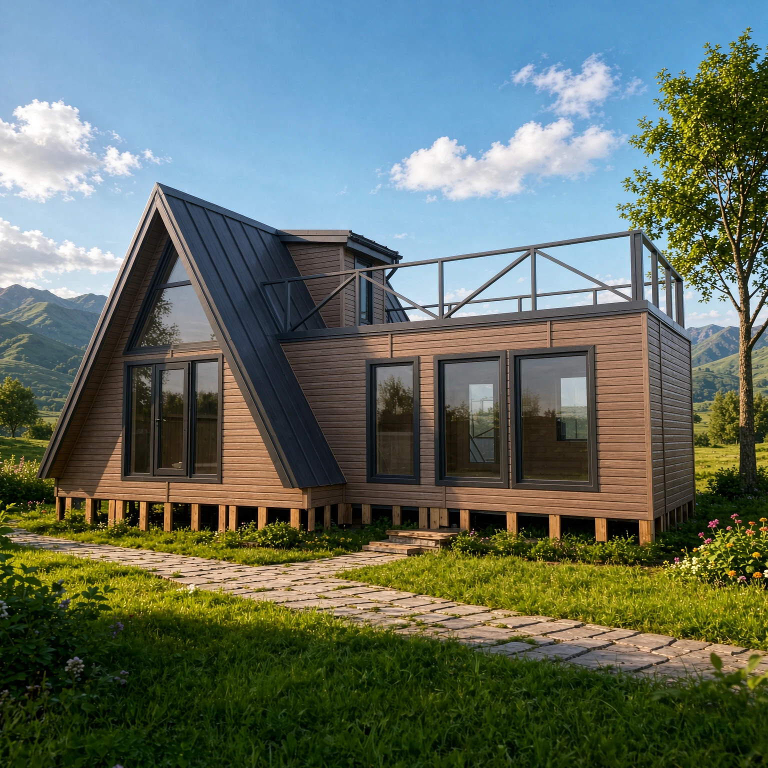 Prefab Wooden House Prefabricated Tiny Home Triangular House Container House Garden Back Yard Vacation Room Garden Rooms