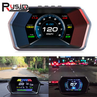 P17 OBD2 HUD Display Smart Auto Digital GPS Speedometer Security Alarm RPM Water Oil Temp Voltage Car Head Up Display OBD Gauge