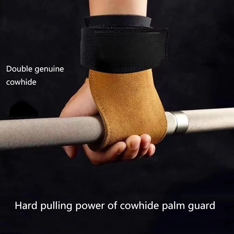 Double Layers Bench Press Weight Lifting Wrist Hooks Straps Deadlift Gloves Grip Pads For Fitness Gym Training Dumbbell Pull-Up view 4