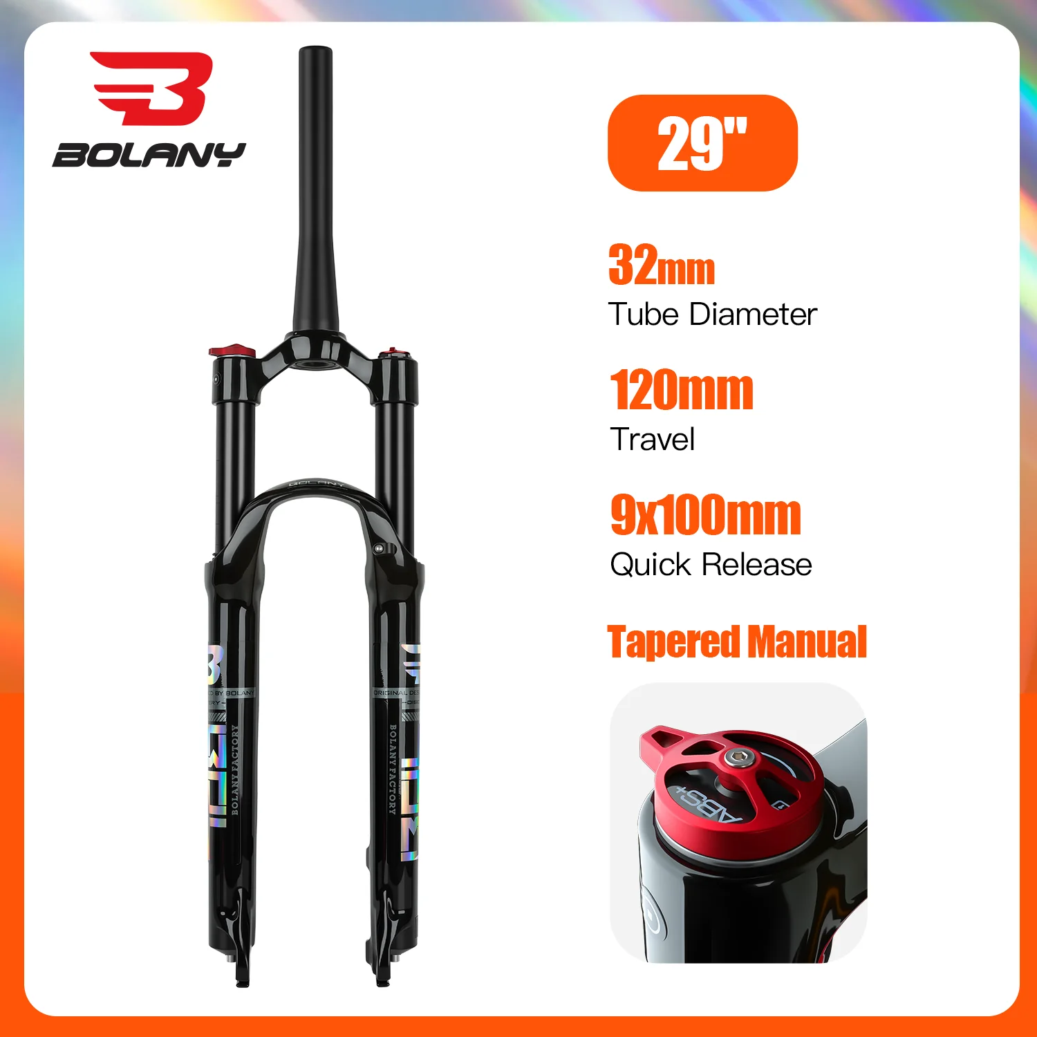 BOLANY Mountainbike Luchttoevoer 26/27,5/29 inch 120 mm Lucht- en olieafstandsbediening Fietsvork 29 Quick Release MTB Fietsaccessoires