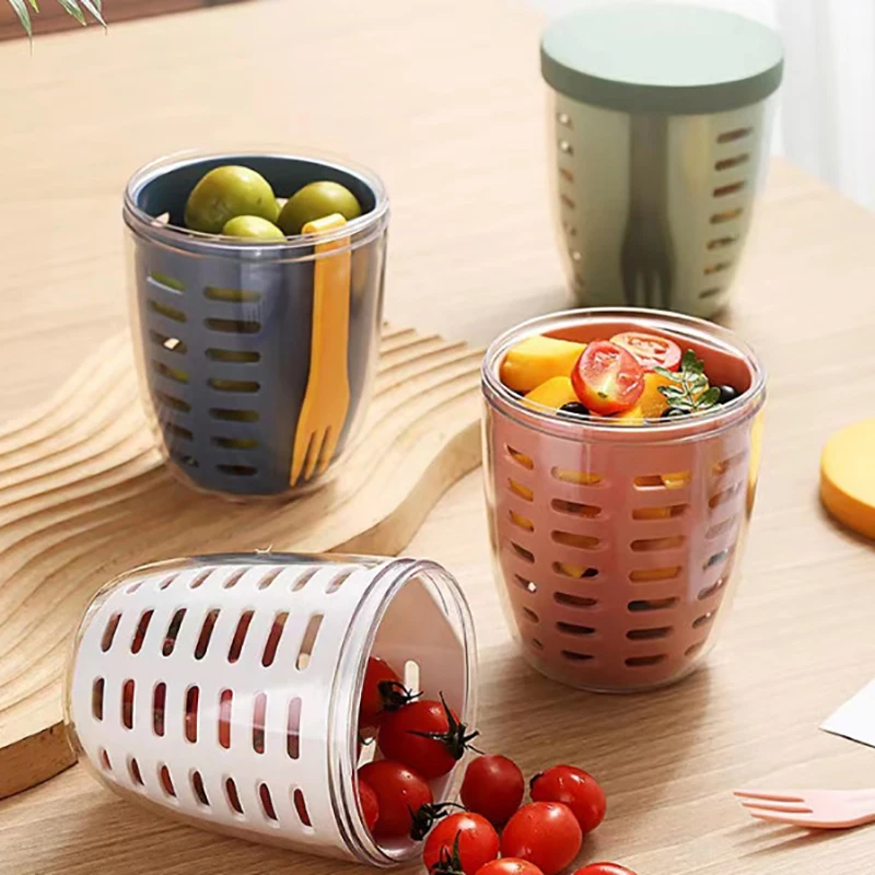 

Portable Salad Chopper Bowl Kitchen Drain Basket Double-Layer Leak-proof Basket Fruit Vegetable Washing Storage