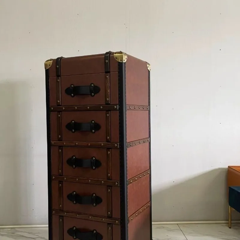 خزانة ذات أدراج عتيقة، خزانة ذات أدراج من الخشب الصلب، نوع درج برتقالي، تخزين غرفة المعيشة الأمريكية، خزانة غرفة النوم #4