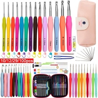10/12/29/100Pcs Aluminum Crochet Hook Set Sweater Knit Weave Tools Set Knitting Sewing Craft Sewing Needle Set Kit