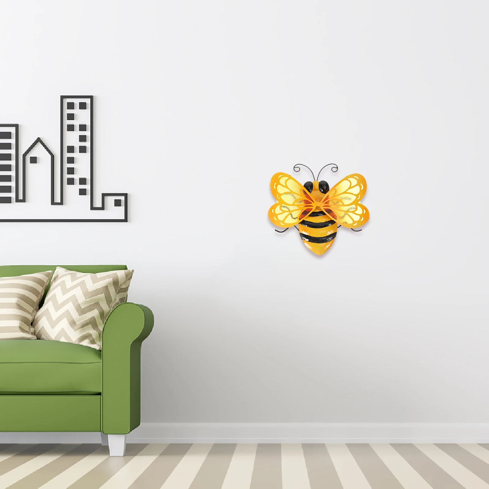 1pc Iron Craft Decor For Yard Garden Bee Adornment Balcony Wind Moving Iron Craft Scene Decor Bee Adornment Garden