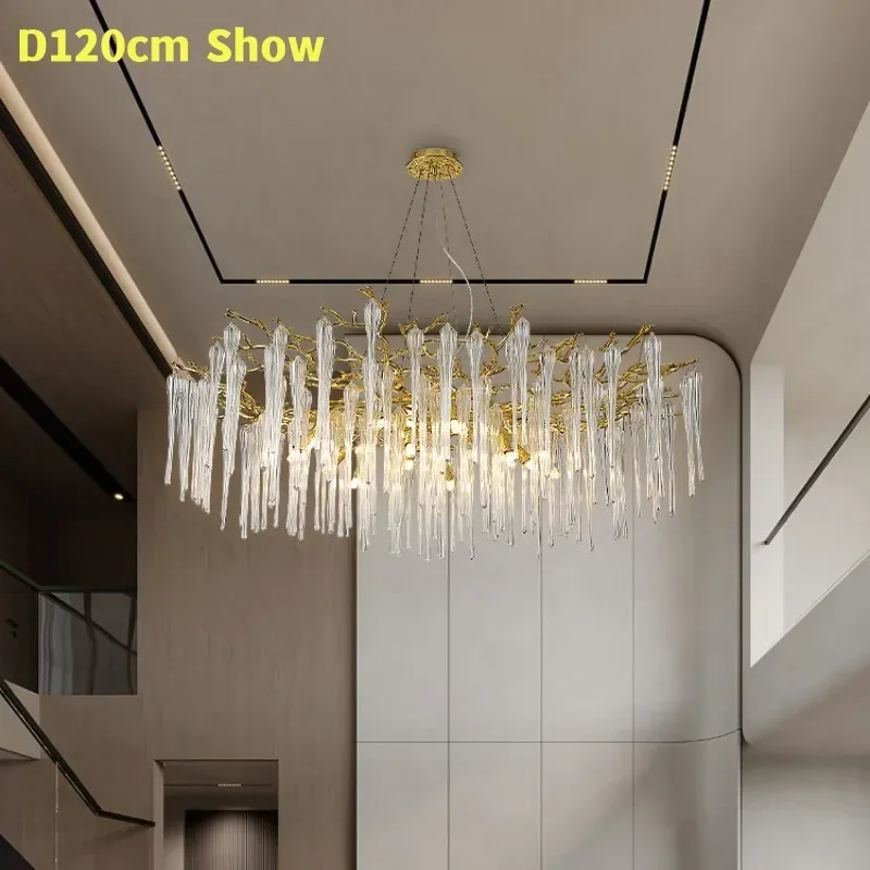 Gold Crystal Rectangular Chandelier for Dining Table Kitchen Living Room Bedroom - Gold Branch Ceiling Hanging Lighting