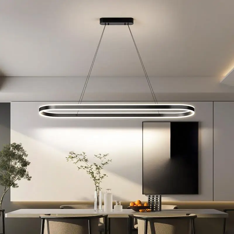 Imagem -04 - Minimalista Modern Led Pendant Light Mesa de Jantar Preto e Branco Lâmpada Pendurada Bar Cafetaria Restaurante Decoração de Casa Iluminação Interior