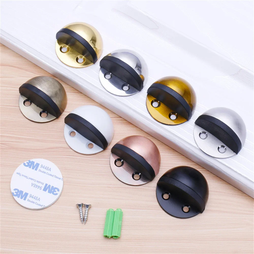 Stainless Steel Rubber Magnetic Door Stopper Non Punching Sticker Hidden Door Holders Floor Mounted Nail-free Door Stops