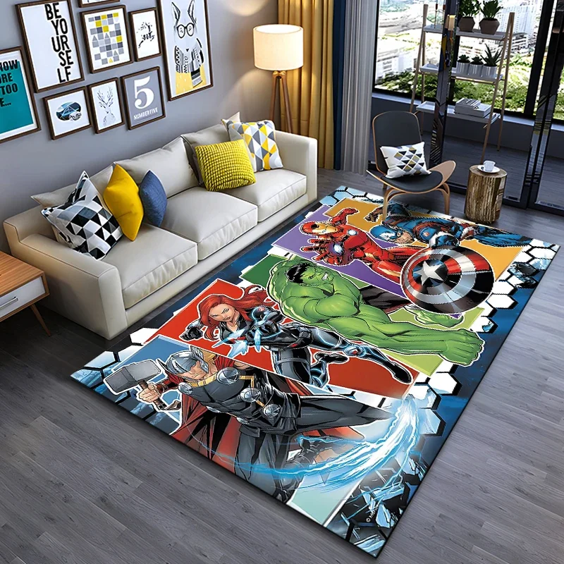 Tapis Marvel Avengers pour chambre à coucher et salon, Anime américain, Polymères de sol, Décoration d\'intérieur, Antidérapant, Cadeau