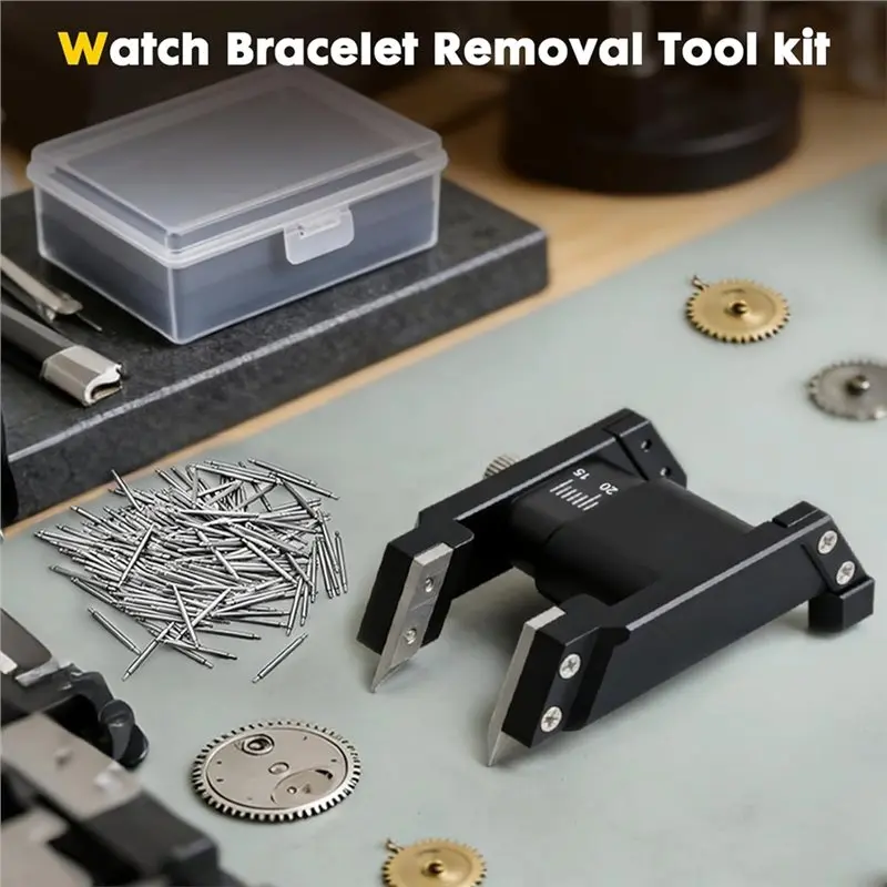 

N96R Watch Bracelet Pincher Removal Tool Kit- U-Shaped Band Link Pin Remover, 108 Spring Bars Included, For Watches