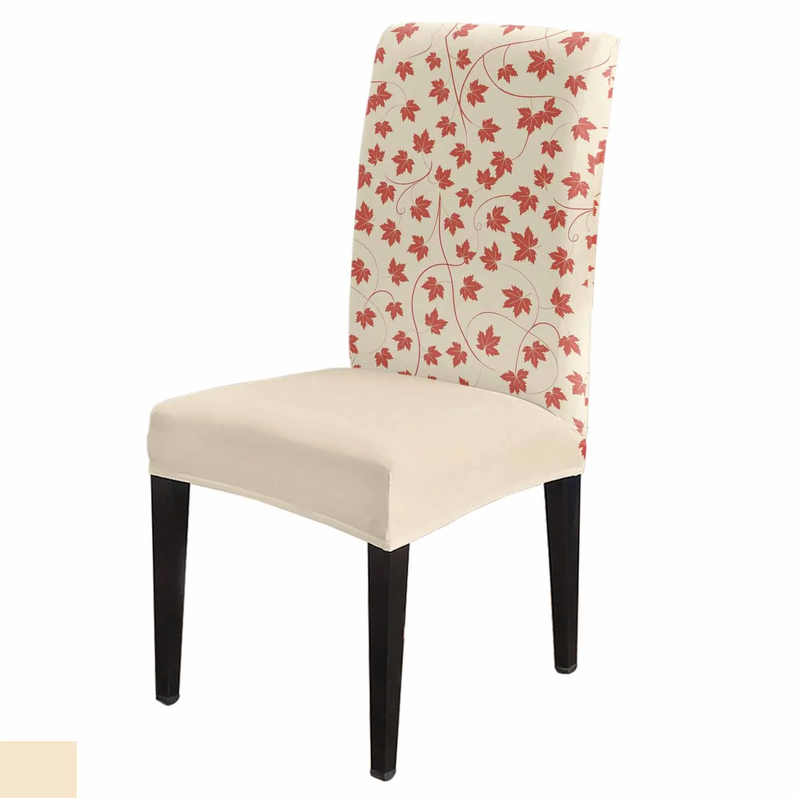 

Red Beige Maple Leaf Fujiman Spandex Chair Cover Office Banquet Chair Protector Cover Stretch Chair Cover for Dining Room