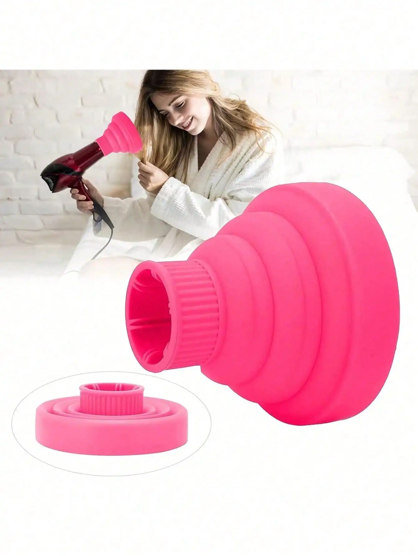 1pc Universal Silicone Hair Dryer Diffuser Cover Adjustable Heat-Resistant Accessory, Used to Define Curly and Frizzy Control