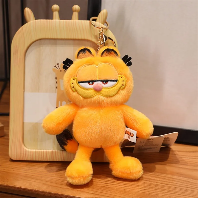 Kawaii Garfield Pizza peluche jouet pendentif dessin animé coton poupées en peluche porte-clés mignon chaton sac à dos fermeture éclair tentures cadeaux de vacances