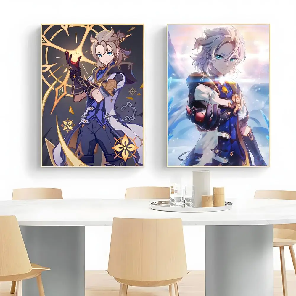Casual Handsome Hot Game G-Genshin I-Impact A-Albedo Poster Wall Art Print Decorative Mural Home Decor Gift Unframed