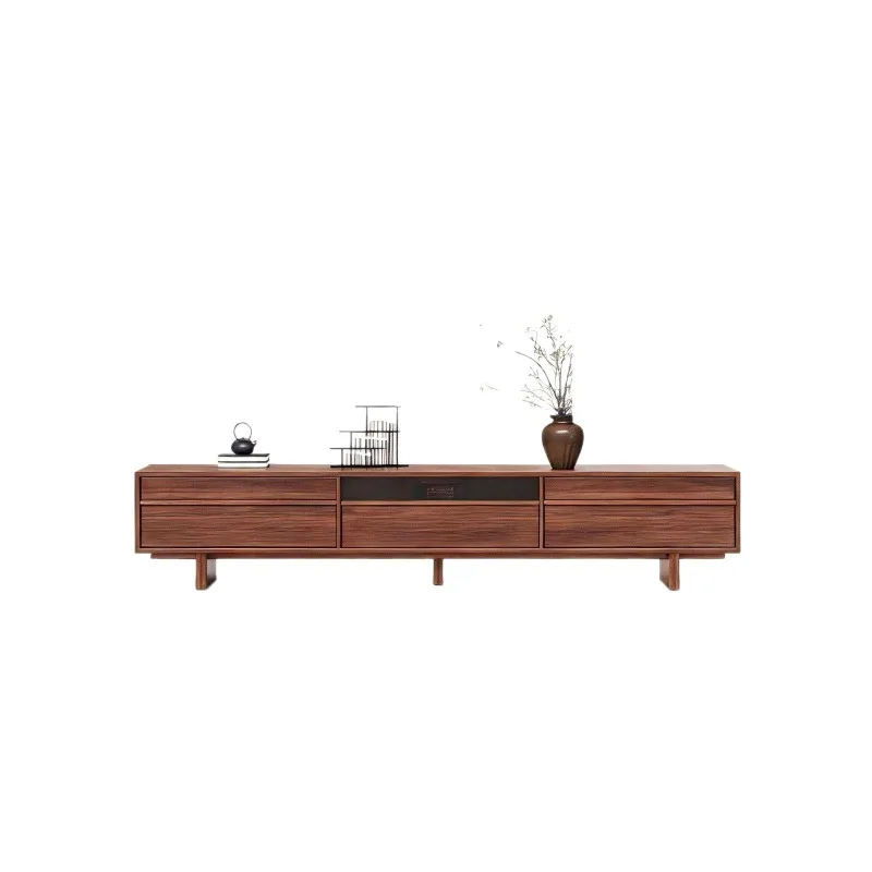 Song style new Chinese style solid wood TV cabinet walnut color locker living room furniture assembly floor cabinet