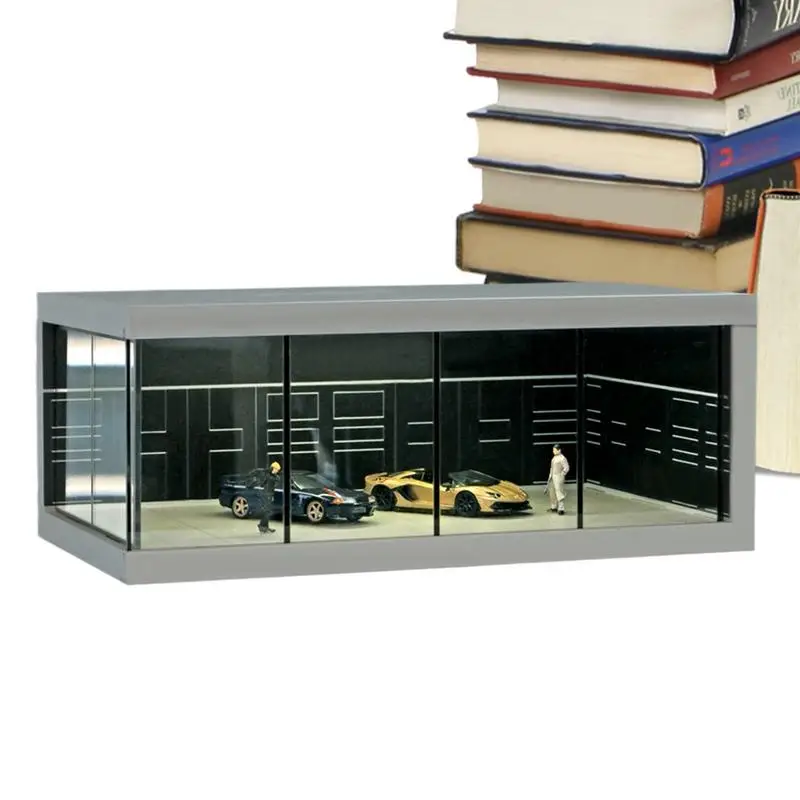 

Clear Box For Toy Car 1/64 Scale Model Car Display Cabinet Realistic Parking Lot Stackable Vehicle Toy Organizer With Light For
