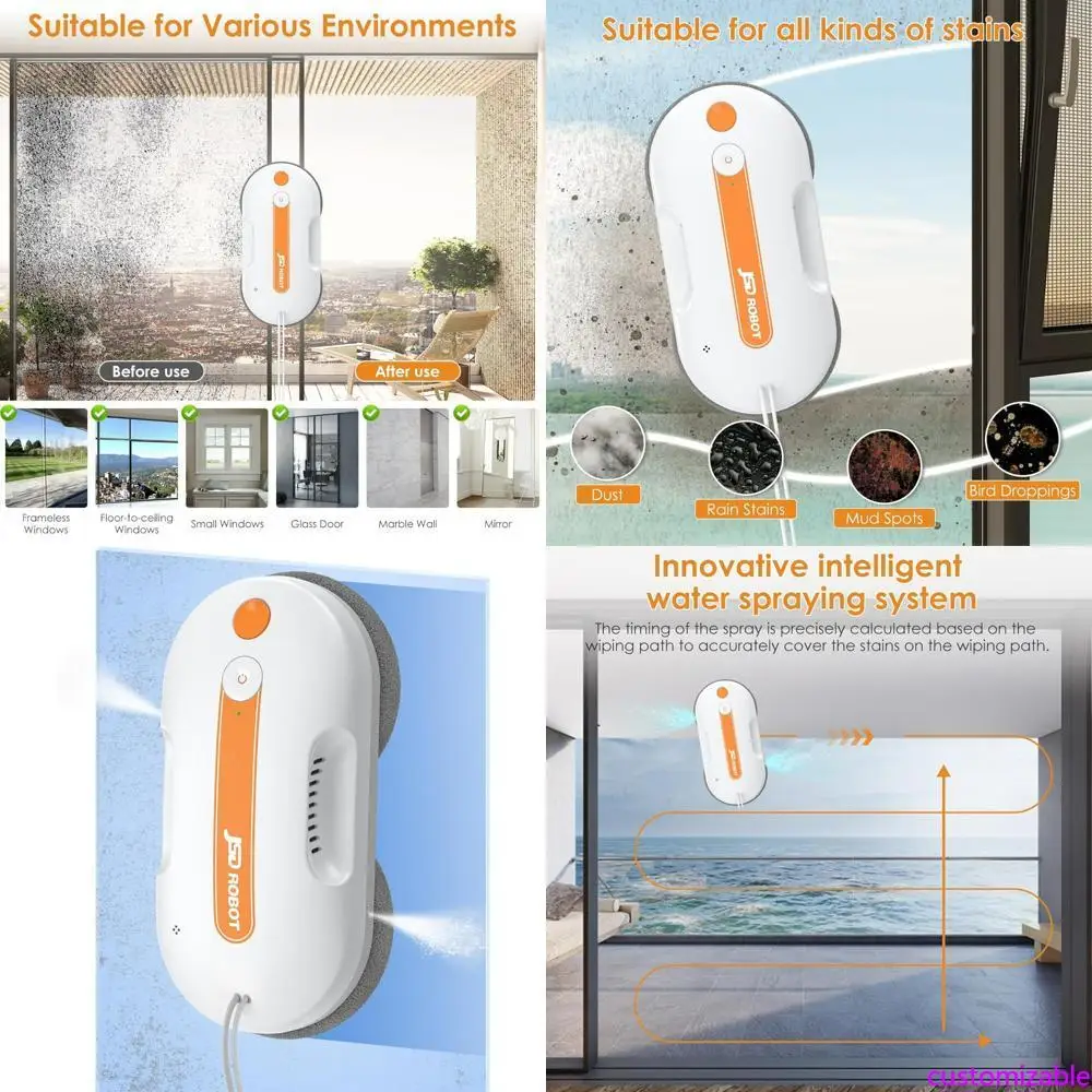 

High-Pressure 5300Pa Robotic Window Cleaner with Dual Spray and Edge Detection for Thorough Cleaning