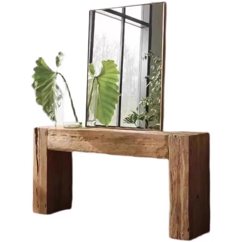 

American Rural Retro Solid Wood Entrance Table Homestay Foyer Against The Wall Storage Desk Hotel Cafe Decorative Strip Desk