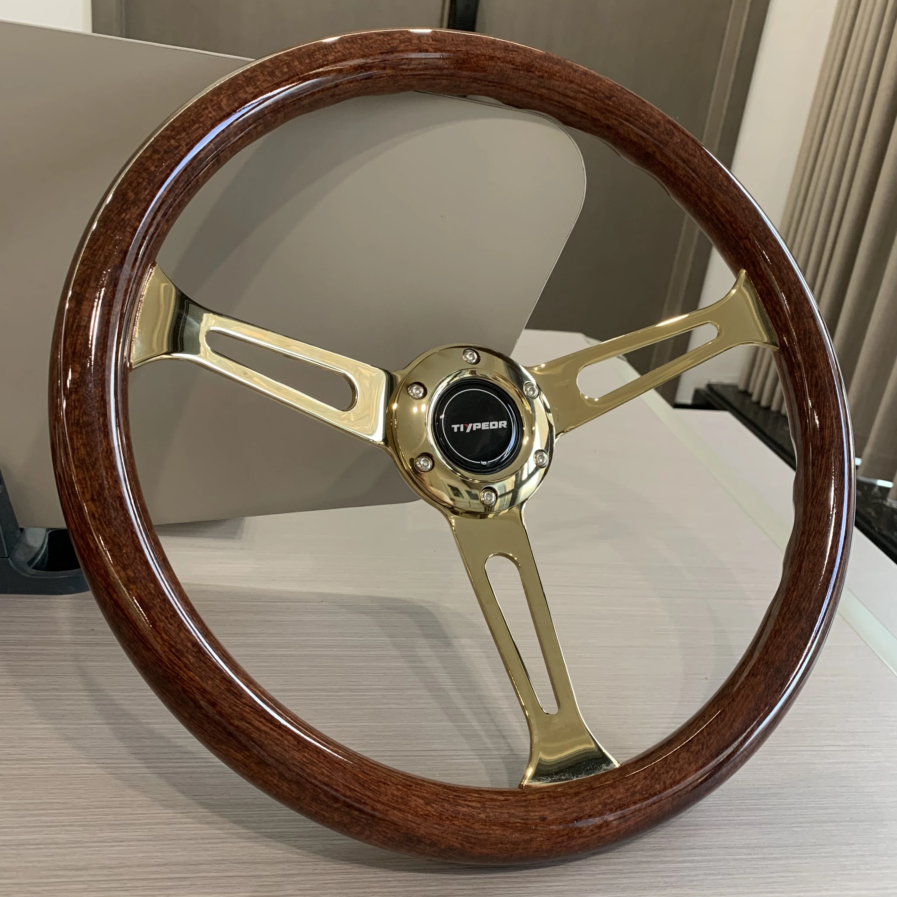 

TIYPEOR 380MM Golden Retro Classic High-Quality Racing Accessories for General-purpose Steering Wheel of Vintage Cars Modified