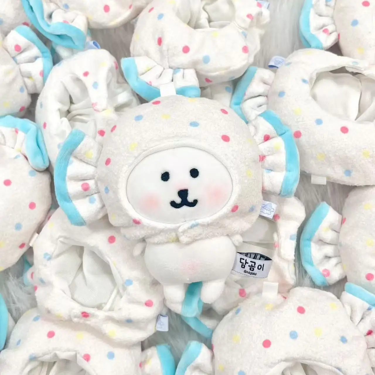 Cute Little Bear 10cm Cotton Doll Plush Doll Strawberry Candy Doll Coat Head Cover Decorative Accessories Doll Dress Up
