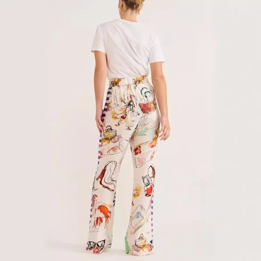 Autumn New Graffiti Print Shirt Pants Fashion Street Two Piece Set For Women