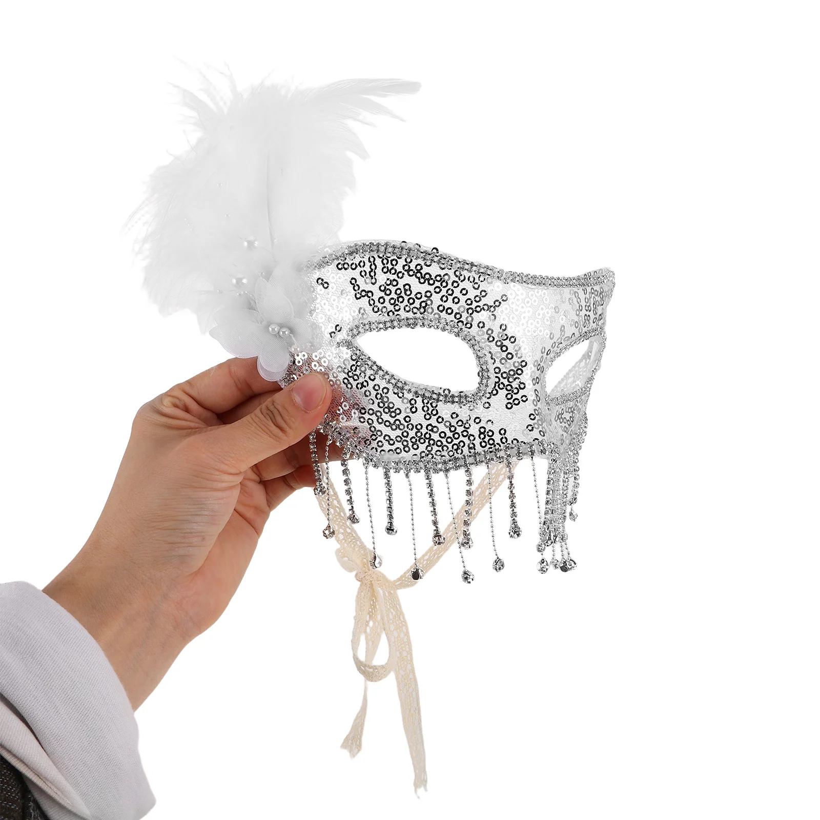 

Vintage Veil Mask White Half Face Masquerade With Rhinestones For Party Carnival Halloween Costume Mask For Women Men