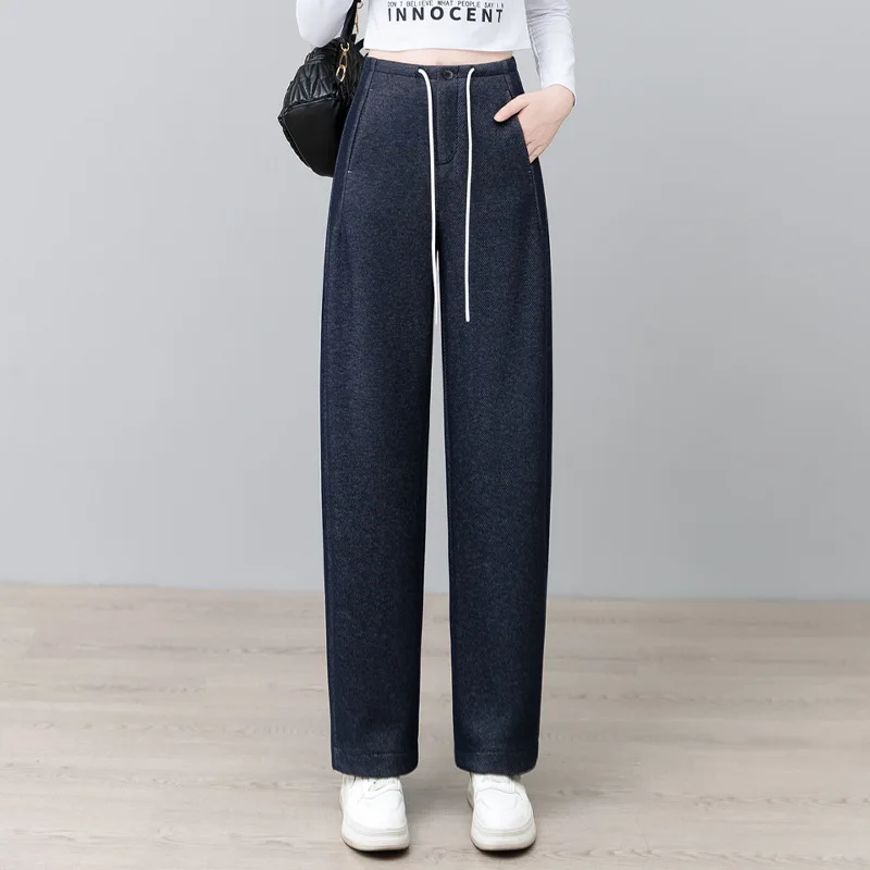 

High Waist Elastic Waist Scimitar Jeans Women Spring and Autumn New Pear Shape Body Plus Size Covering Hips Slimming Narrow Wide