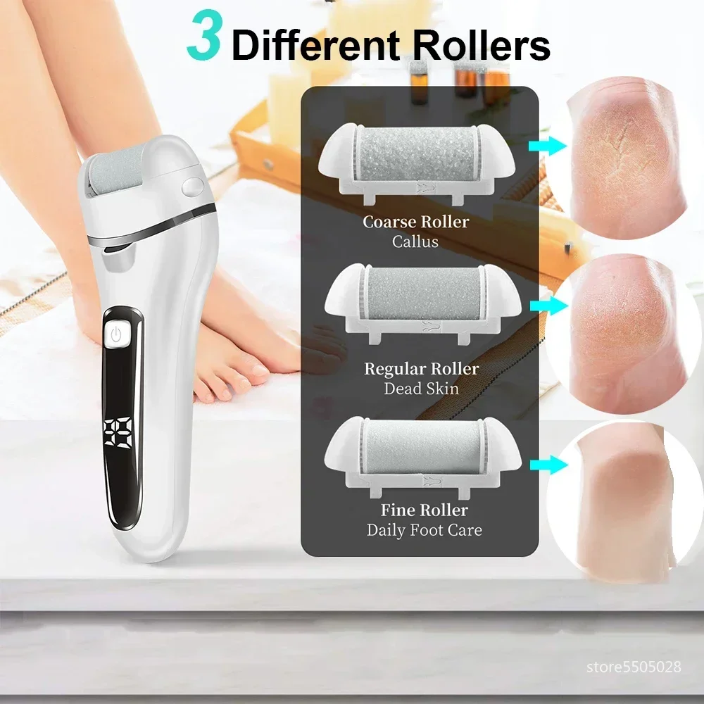 Electric Callus Remover Professional Foot File Grinder Pedicure Machine Rechargeable 3 Heads For Heel Dead Skin Scrubber
