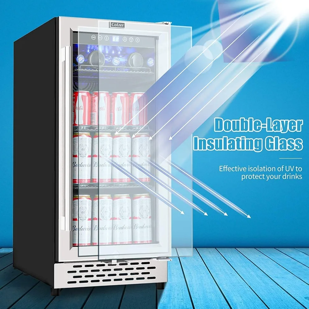 Réfrigérateur à boissons avec porte en verre, neuf, 15 pouces, 2023