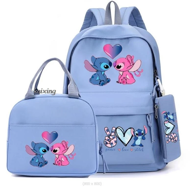 3Pcs Lilo And Stitch Backpack Printe Outdoor Sport School Bag Capacity Travel Laptop Rucksack Unisex Shoulder Backpack Casual