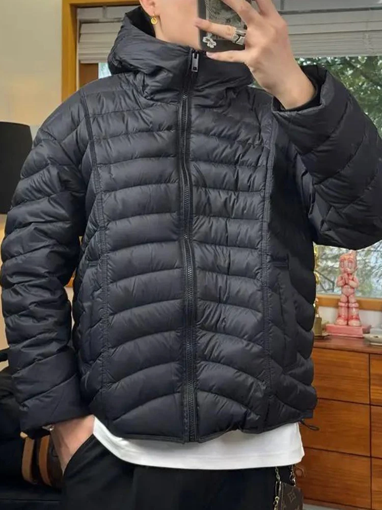 

Мужская легкая зимняя куртка с капюшоном, повседневная, свободного кроя, теплая, ветрозащитная, дышащая, на молнии