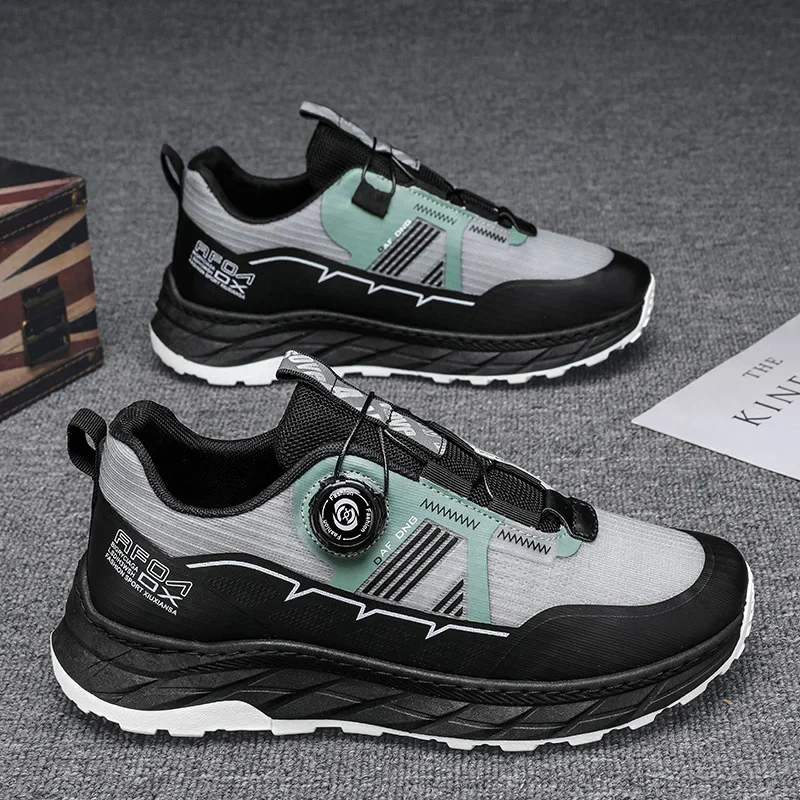 Luxury2024 Men's Thick Sole Elevated Casual Personality Knob Button Running Shoes Spring and Autumn Mesh Breathable Sports Shoes