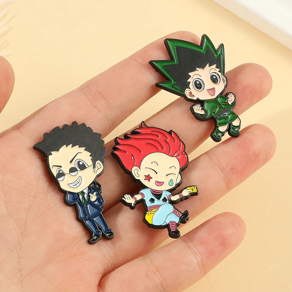 Alfileres esmaltados de dibujos animados de HUNTER x HUNTER para niños, bolsa de broche con insignia de solapa, regalo de joyería, GON Killua